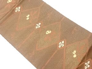 菱に草花模様織出し名古屋帯